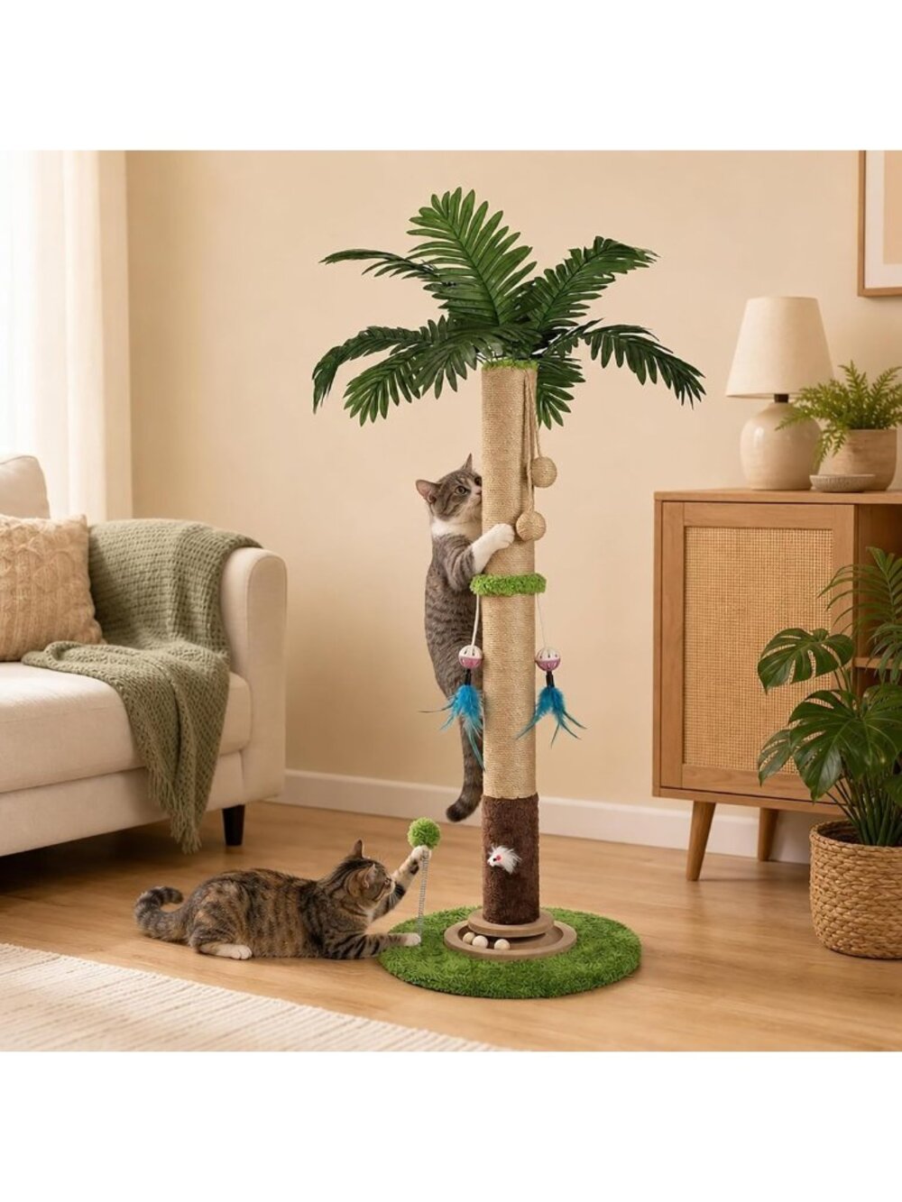 Indoor Cat Scratching Post - 35" Tall Tree for Adult Cats, Durable & Stylish